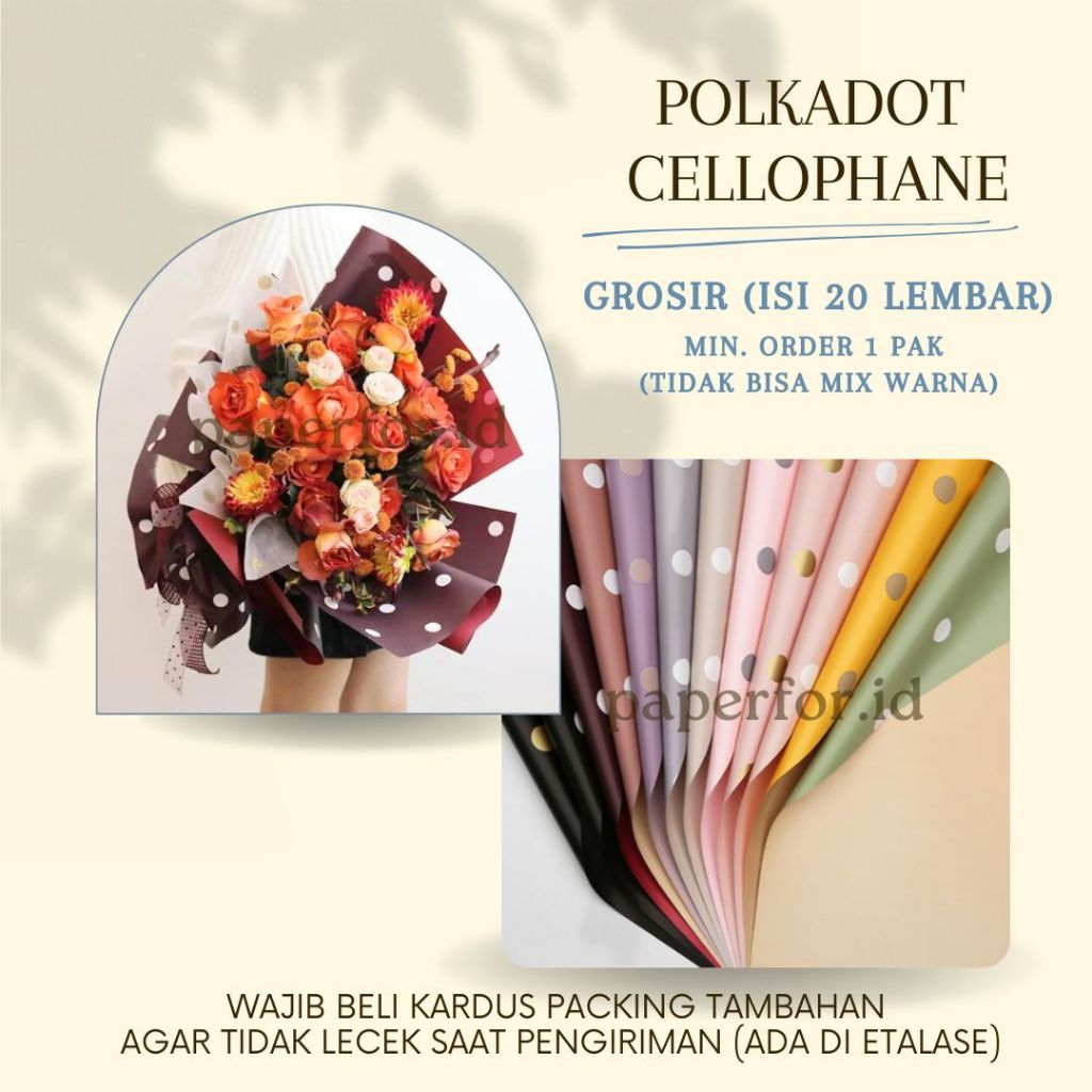 

GROSIR Kertas Buket Bunga Cellophane POLKADOT isi 20 lembar