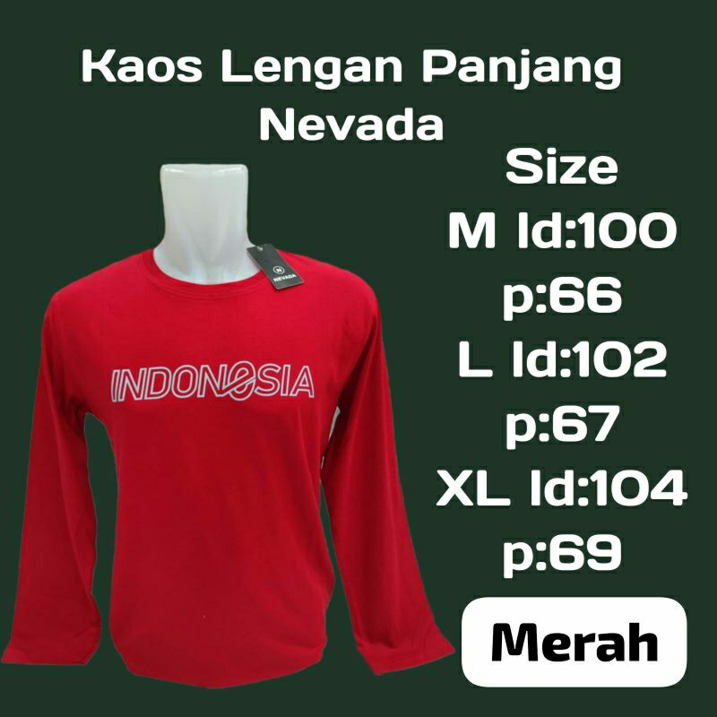 Kaos Lengan Panjang Nevada Kaos Unisex Dewasa Nevada Kaos Polos Nevada Pria Dan Wanita Kaos 17 agust