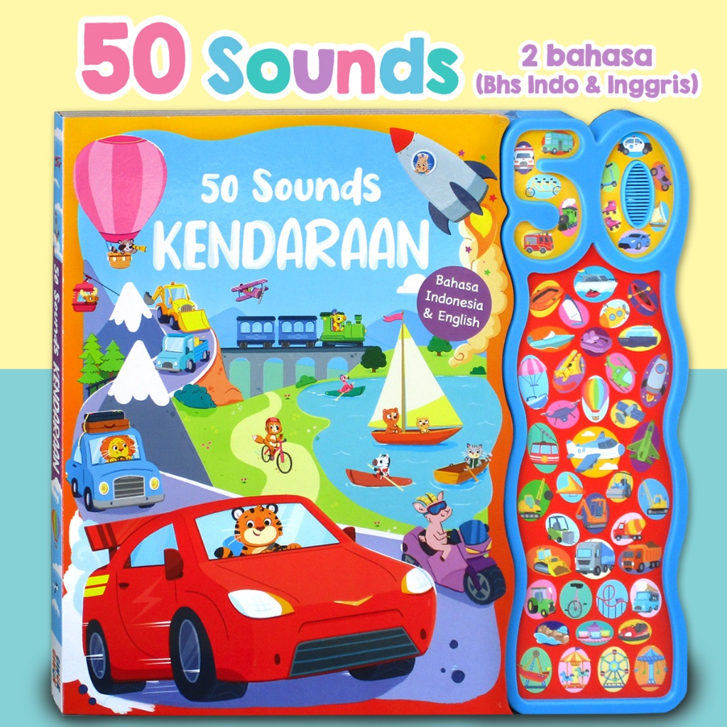 50 Sounds Kendaraan Sound Board Book (Bahasa Indonesia & English) [GinukGinuk]