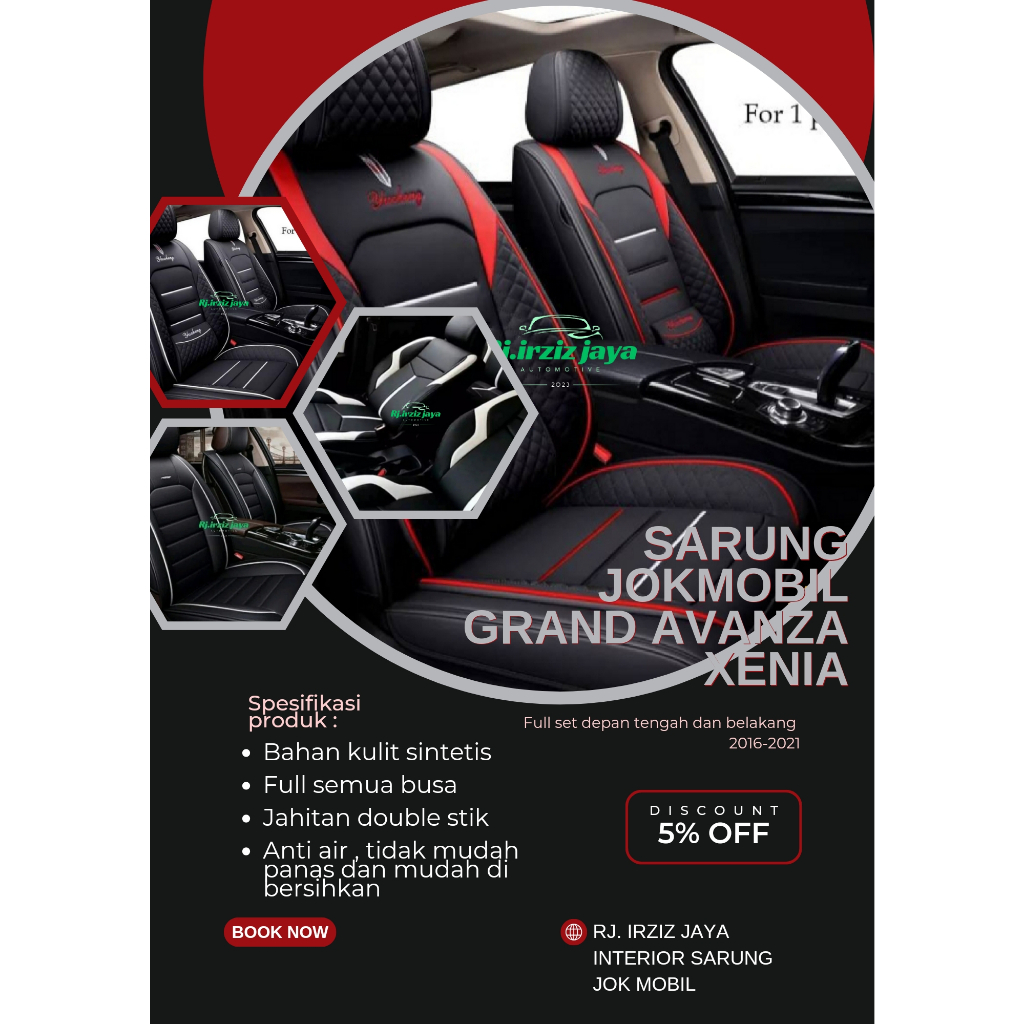 cover sarung jok mobil avanza xenia 2016-2021 full set bahan kulit sintetis