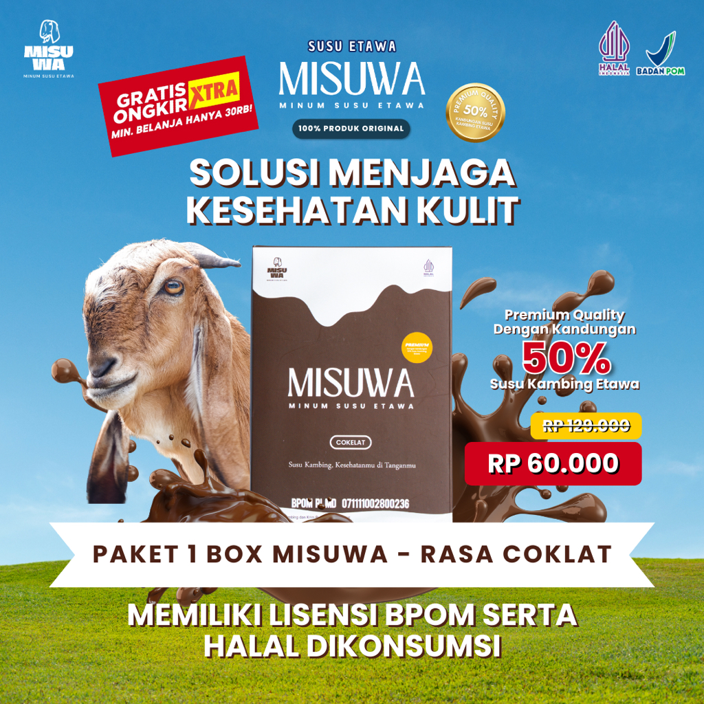 

Susu Kambing Etawa Bubuk Rasa COKLAT 200GR Menjaga Kesehatan Kulit | MISUWA