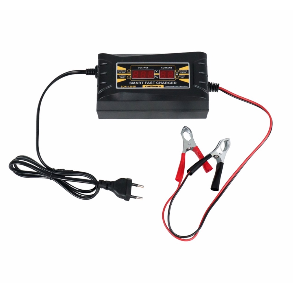 PROMO BESAR Charger Aki Mobil Wet Dry Lead Acid Digital Smart Battery Charger 12V6A BLACK