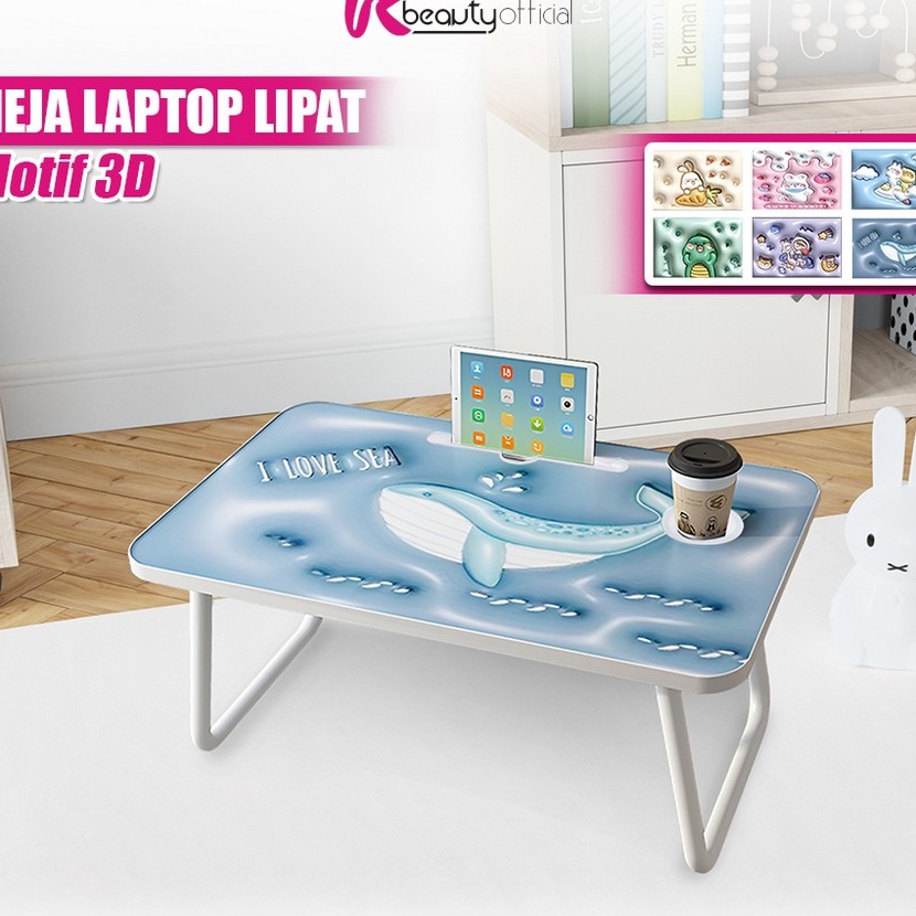 KI3 KBC144 Meja Laptop Lipat Portable Kecil Motif 3D Folding Table  Meja Belajar Anak Karakter 3D  M