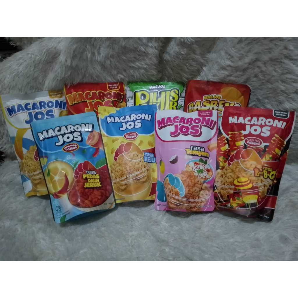 

MACJOS BASRENG Cemilan Snack Viral Makroni / Macaroni Jos goreng jos kemasan 100.gr Renyah gurih nikmat / Makanan Ringan.