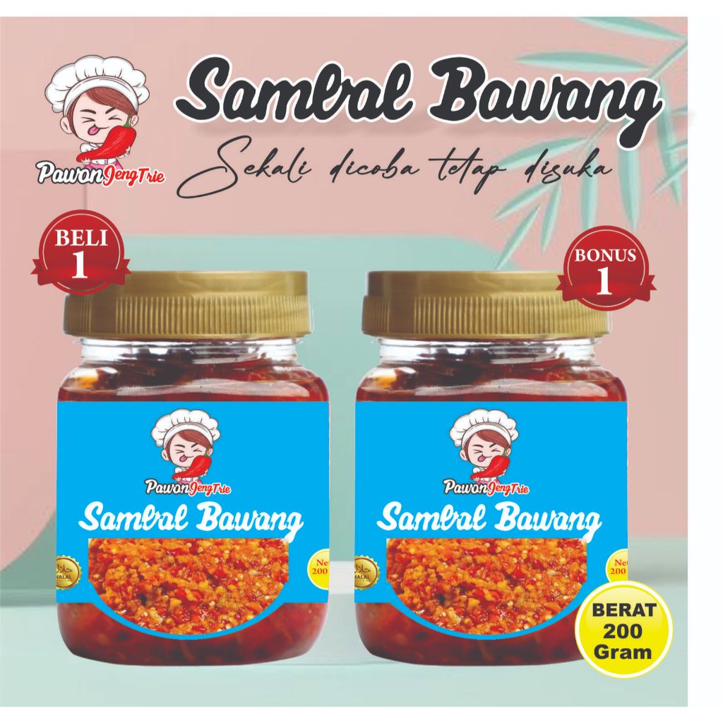 

Sambal Bawang Pawon Jenk Trie pedas 2 Botol 200 Gram