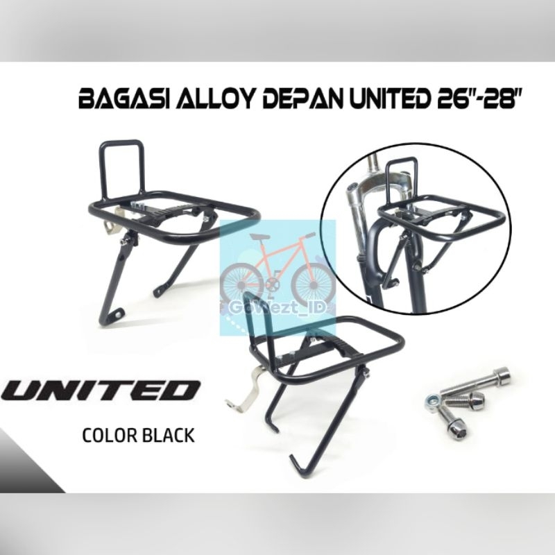 Rak Bagasi Depan Sepeda Ukuran 26 - 28 inch United Alloy Hitam MTB Gunung Federal | High Quality