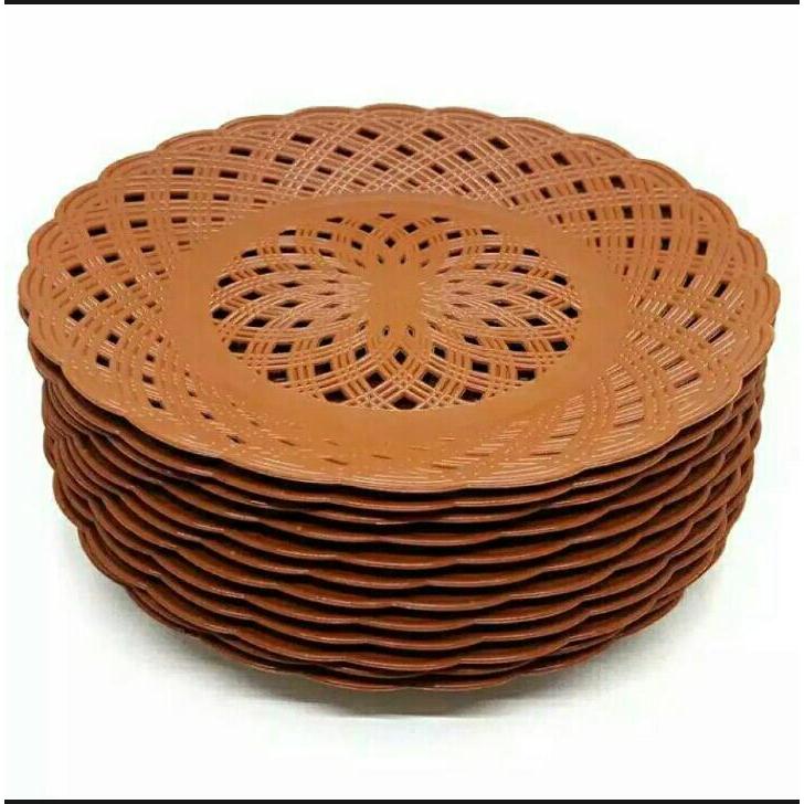 Piring Rotan Plastik 1 LUSIN 12PCS