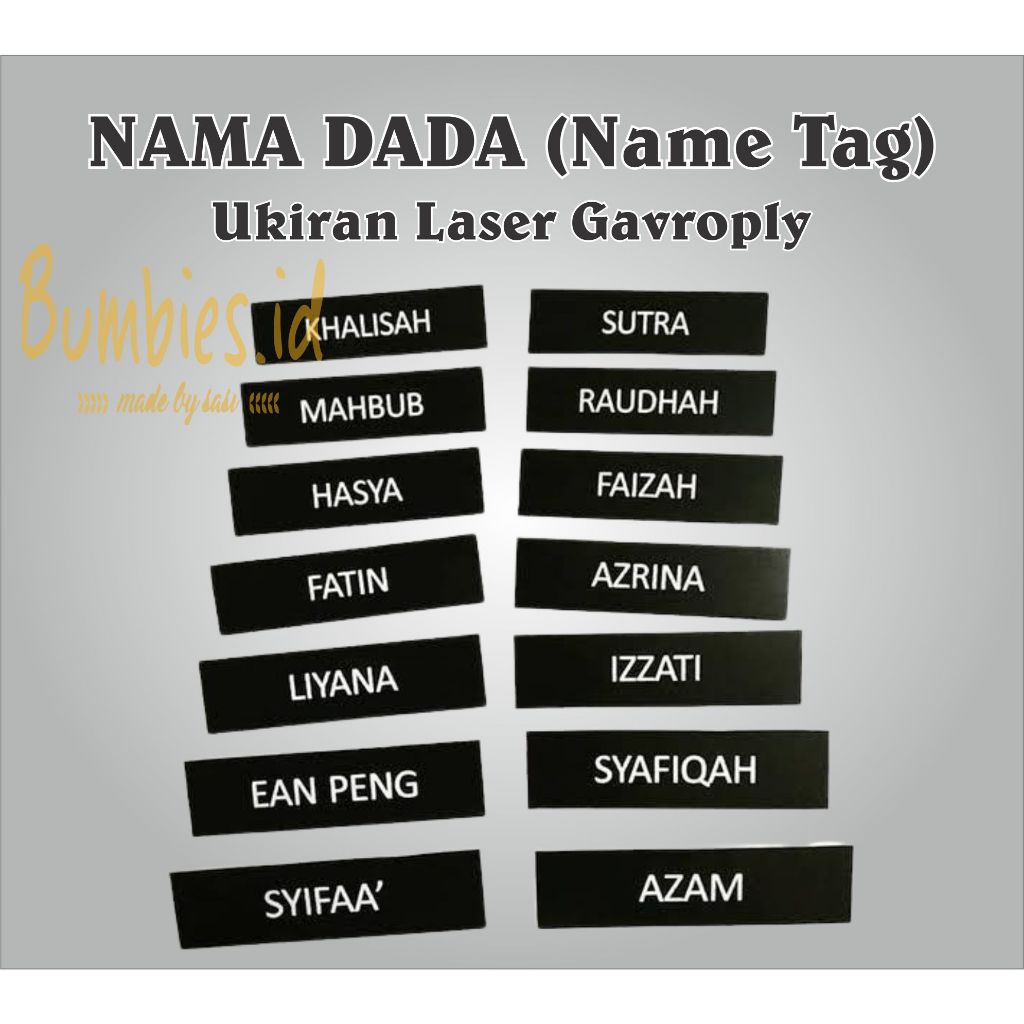 

Nama Dada Grafir Custom Laser Premium Magnet | Name Tag | Nama Custom | Grafir Akrilik | Papan Nama | Nama Dada Akrilik
