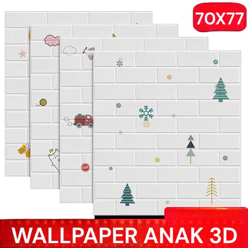 [COD] Wallpaper Stiker Dinding / Wallfoam 3D Emboss Dekorasi Kamar Anak Motif Kids High Quality