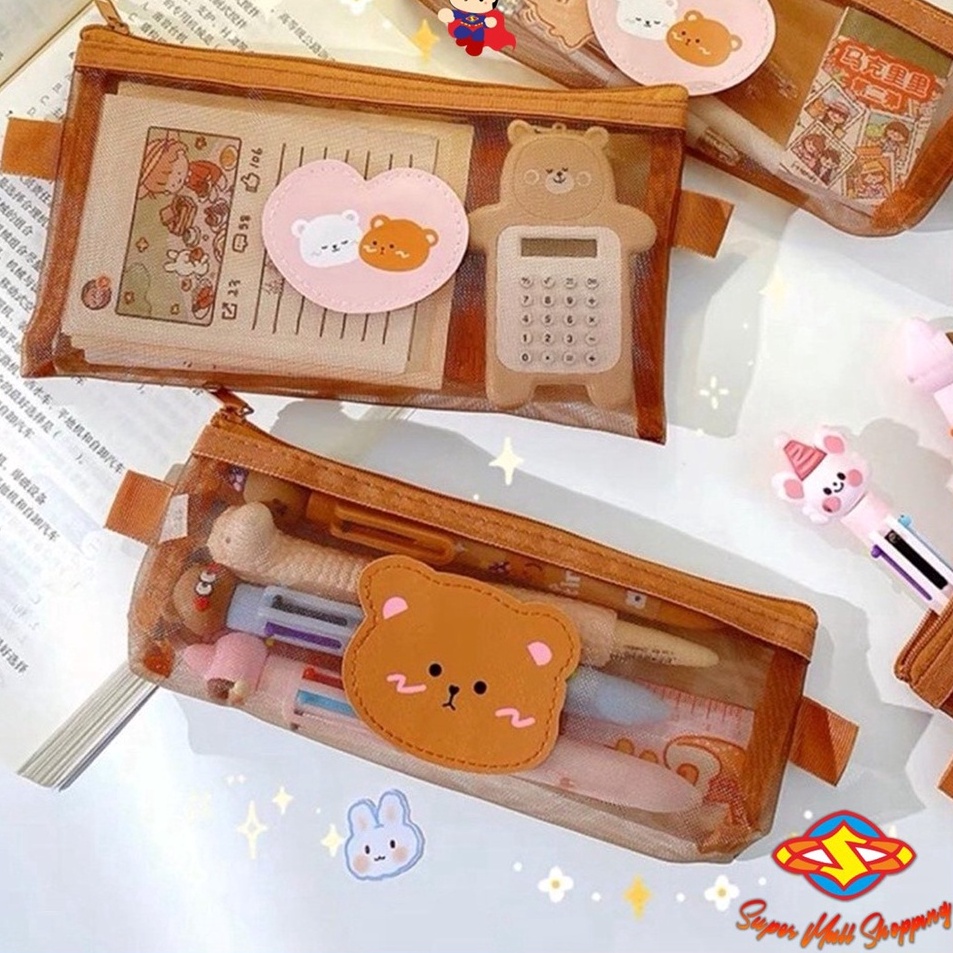 

Terbaru SMS Tempat Pensil Zipper Coklat Motif Beruang Dompet Pensil Coklat Lucu Motif Bear Tempat Makeup Teddy Brown Model Jaring Transparan dan Multicolour Cute