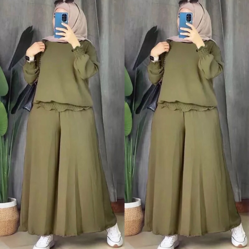 SET HEBA KULOT SETELAN WANITA CRINGKLE AIRFLOW