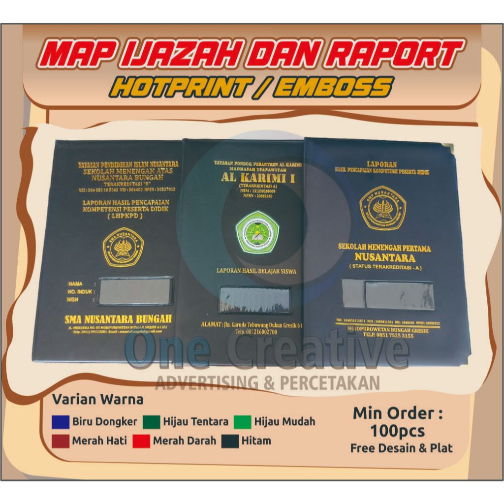 

Map Ijazah K13 | Map Raport K13 | Sampul Raport Hotprint/Emboss