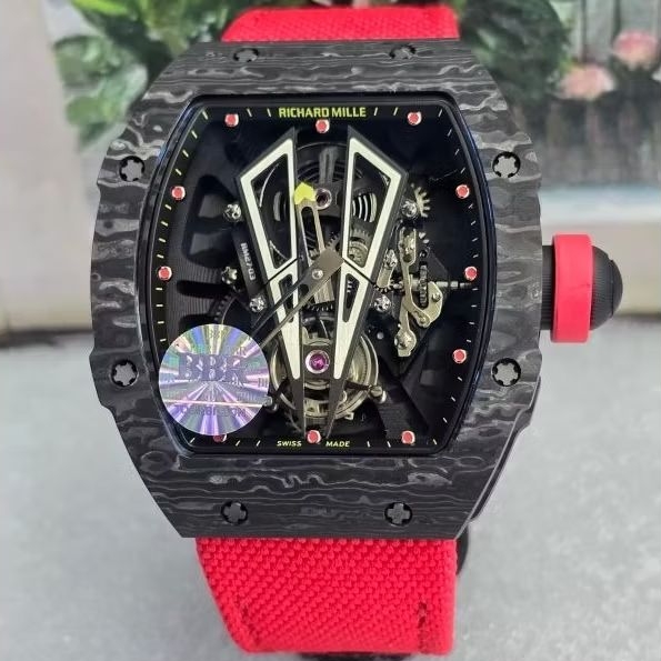 Jam tangan Automatic Swiss Tourbillon RM 27-03 Rafael Nadal Carbon Velcro Nilon strap fullset