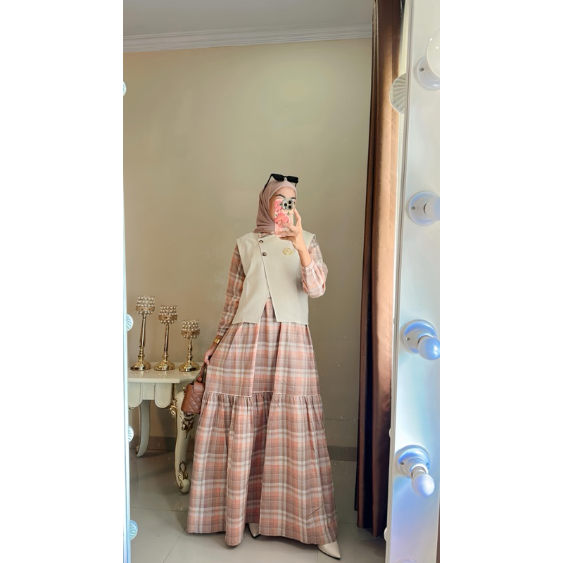 gamis 2in1 / gamis vest ( bisa di lepas pasang) / gamis kotak wanita
