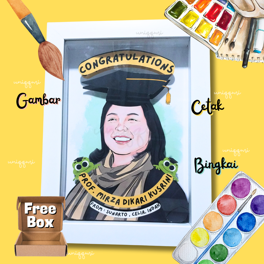 (1HARI JADI) KARIKATUR BINGKAI 3D A4/BINGKAI 3D A4/BINGKAI LUKISAN WAJAH/LUKISAN/LUKISAN WAJAH