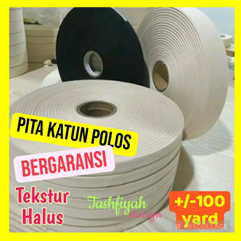 BAhan LABEL KATUN POLOS Pita Halus 3cm