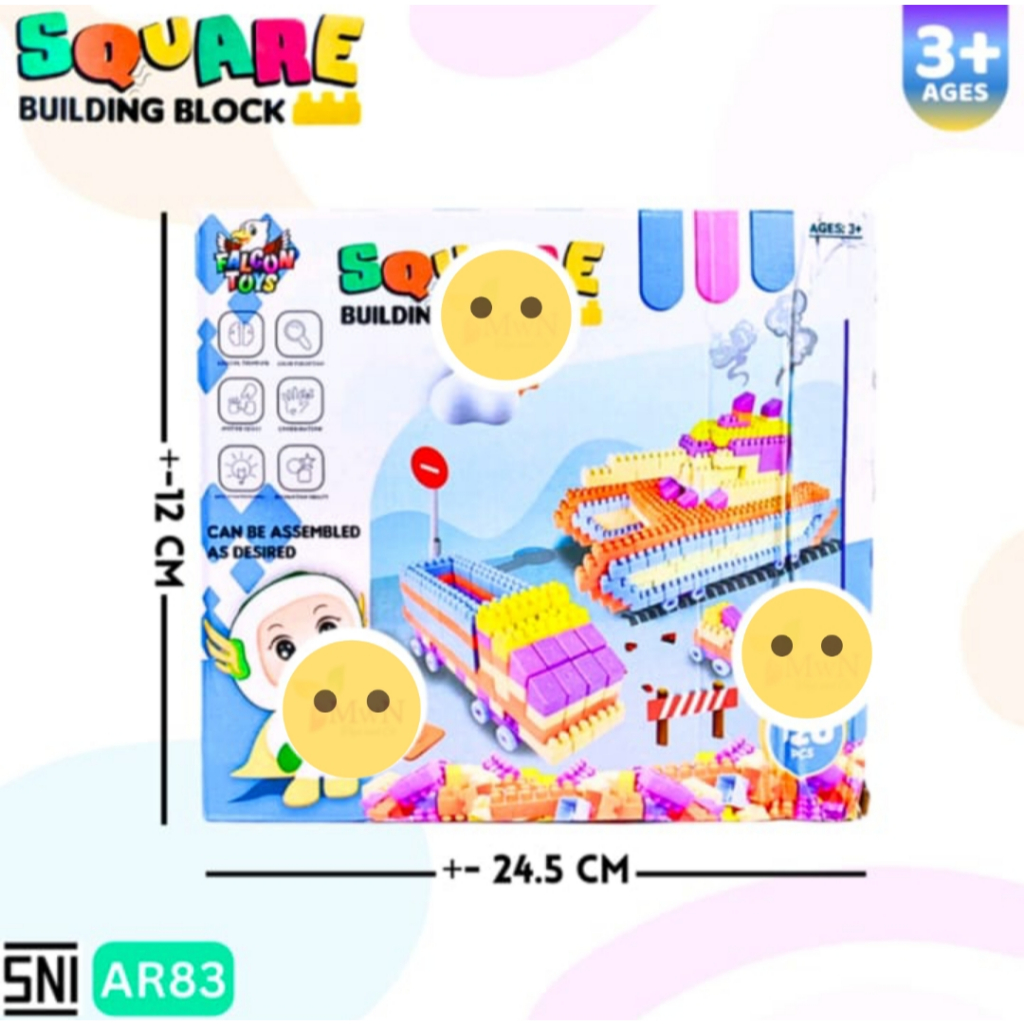 Mainan Edukasi Balok Susun Anak 120 Pcs DIY Brick Block Bricks Block Jumbo Square Building Block AR 