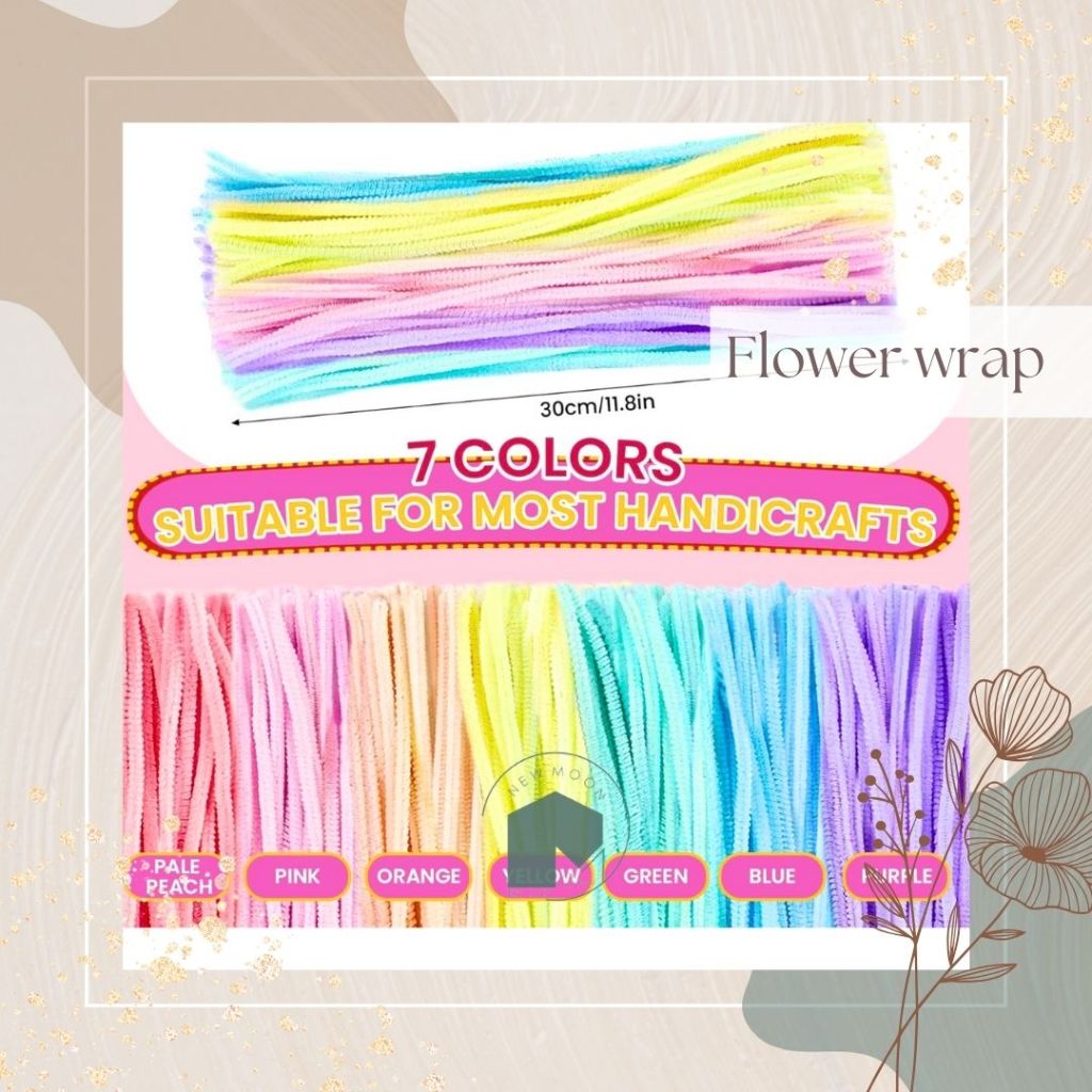 

100 pcs 1 pack Kawat bulu mercy mainan craft anak pastel macaron 1 pak mix warna pipe cleaner