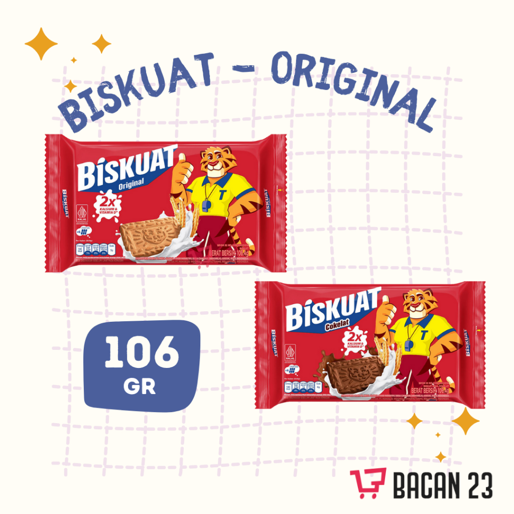 

Biskuit Biskuat 106gr - ( Varian Original - Cokelat ) / Bacan 23 - Bacan23