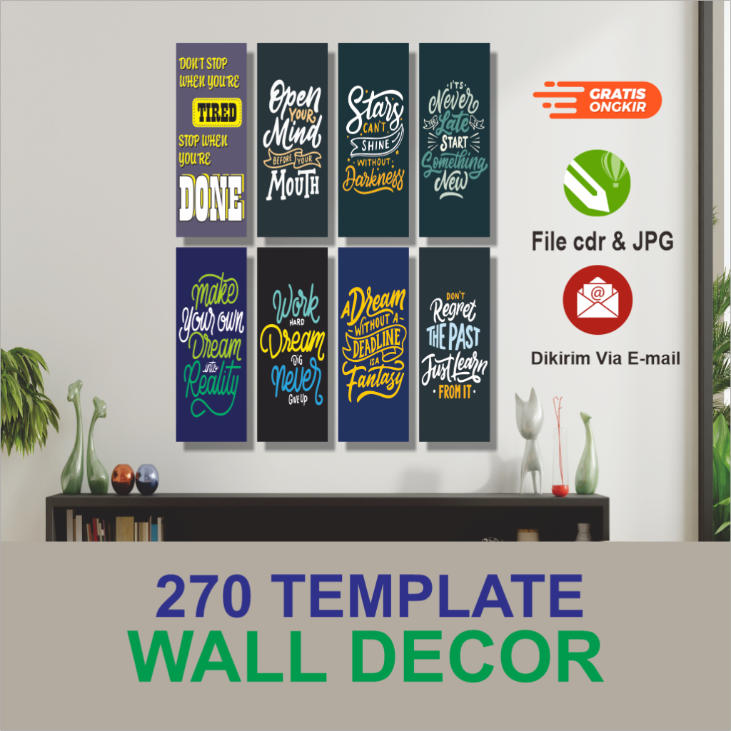 

(ID0177) 270 Template Wall Decor format cdr, Jpg siap edit