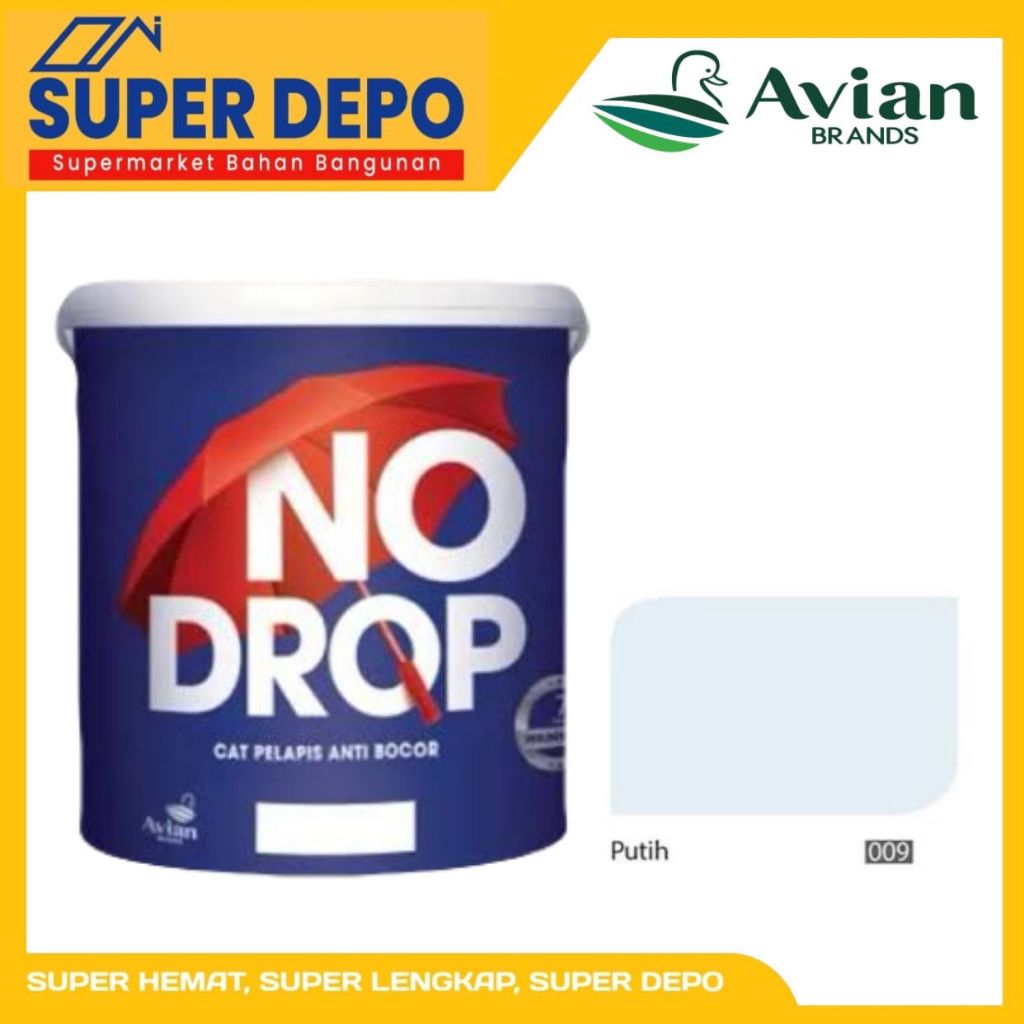 CAT TEMBOK AVIAN NO DROP PUTIH 009 20 KG