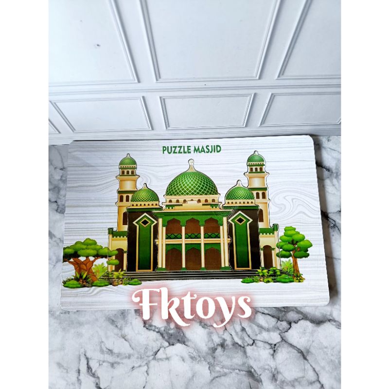 Puzzle kayu puzzle masjid mainan edukasi