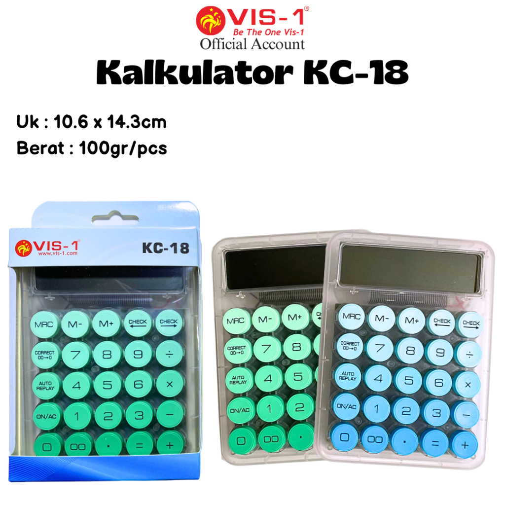 

Kalkulator Transparant 12 Digit VIS-1 kode KC-18 / Alat Hitung / Calculator