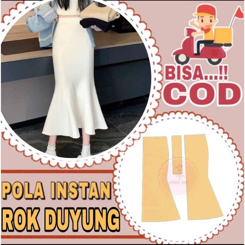 BISA COD - pola instan rok duyung langsungan - pola jiplak rok duyung - pola jahit rok sudah berkamp