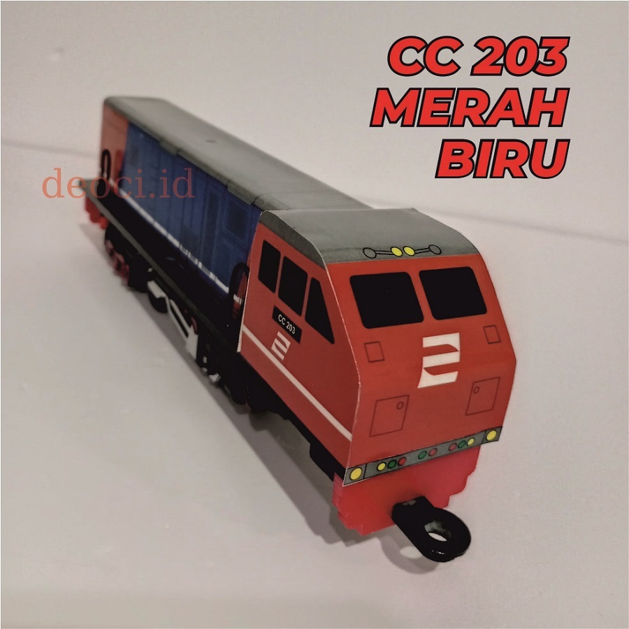 LOKOMOTIF KERETA API INDONESIA CC 203 MERAH BIRU