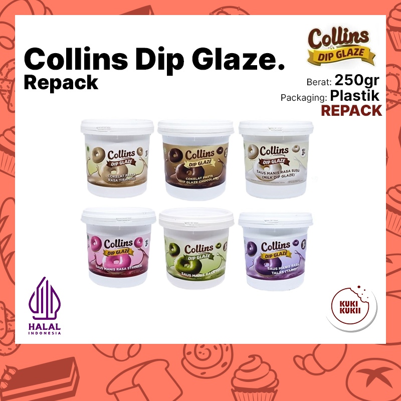 

Dip Glaze COLLINS 250gr REPACK | Dip Glaze COLLINS 250 gr TOPPING DONAT , PISANG COKLAT , NUGGET