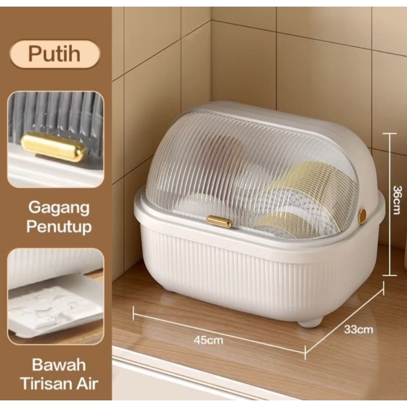 Rak piring plastik + tutup/rak pengering piring gelas sendok