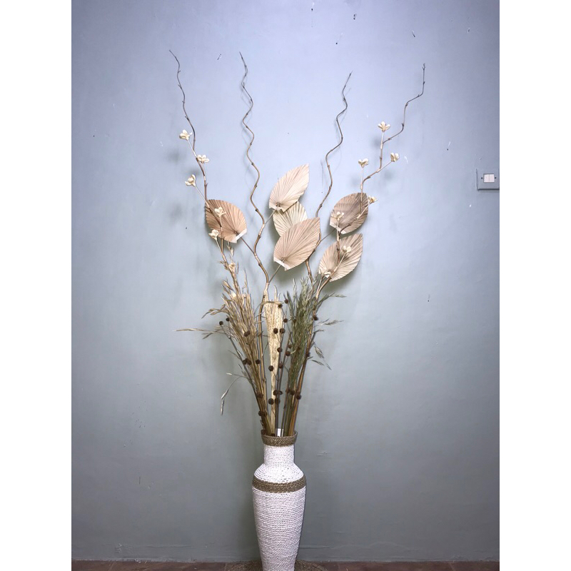 PAKET BUNGA KERING AESTHETIC JUMBO/PAKET BUNGA KERING JUMBO DAN VAS / DAUN KERING RUSTIC/PAKET BUNGA
