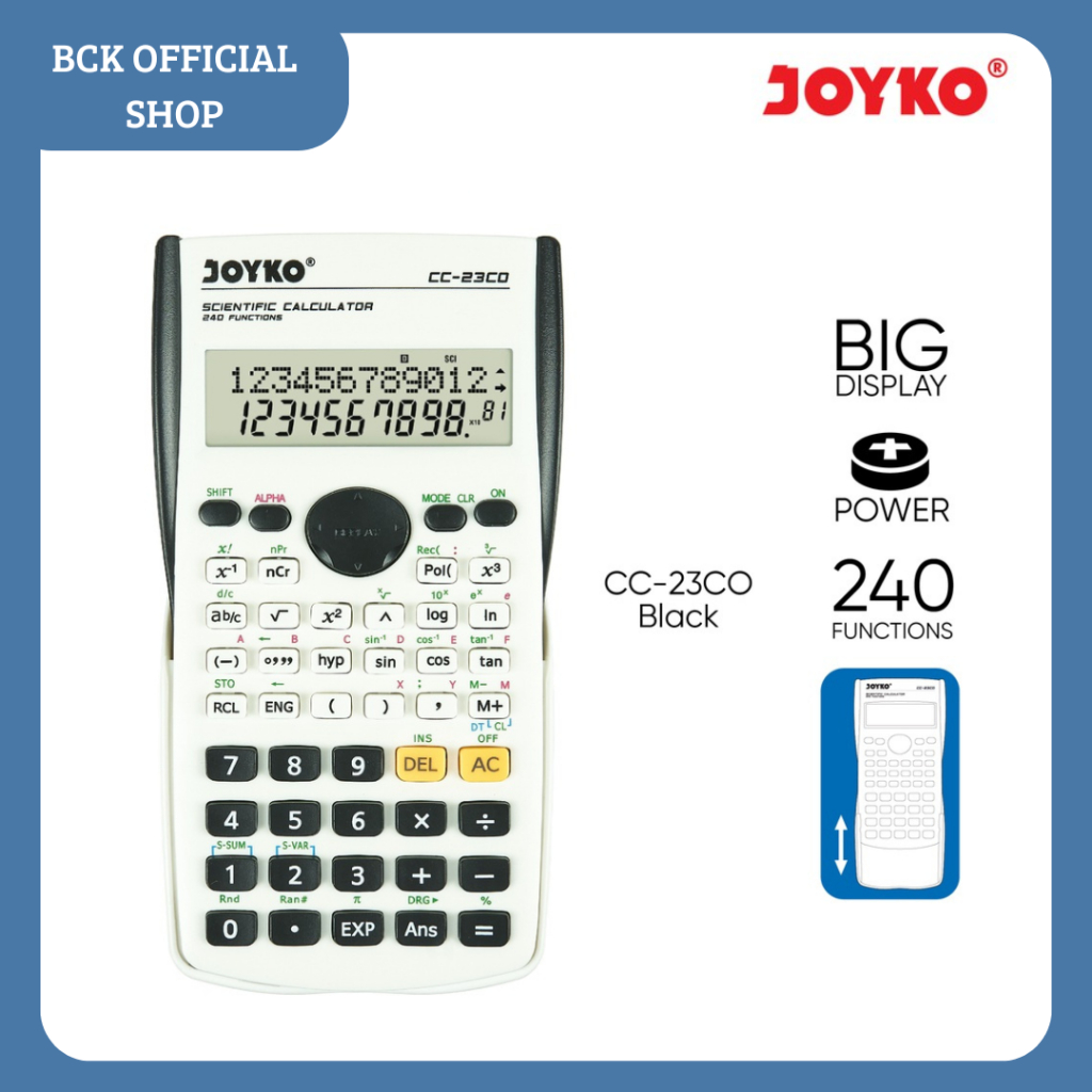 

Calculator Kalkulator CC-23CO Black Scientific 240 Functions Joyko (PCS)