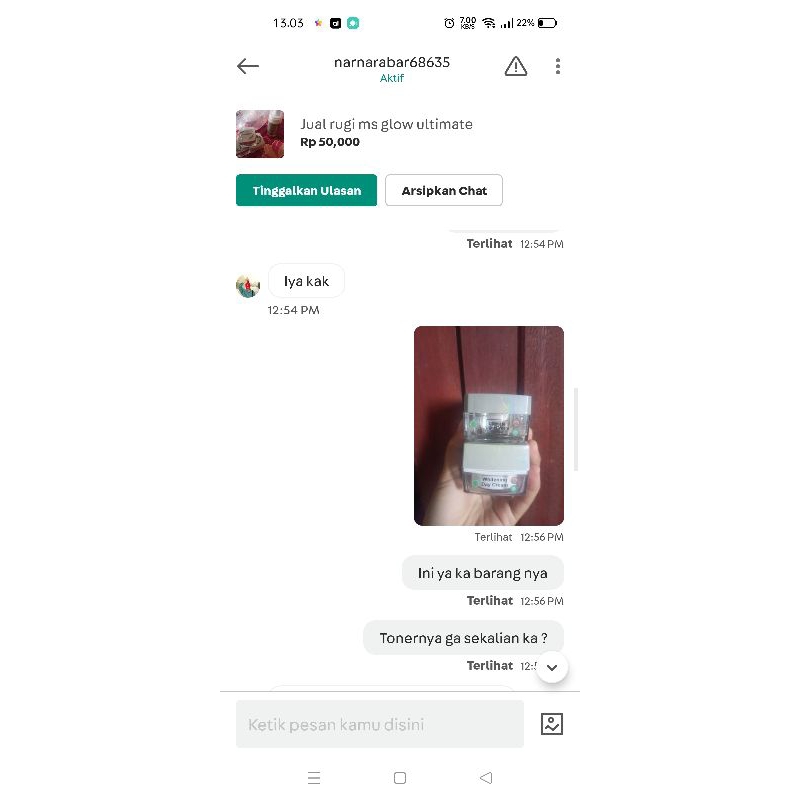 ms glow krim siang dan malam