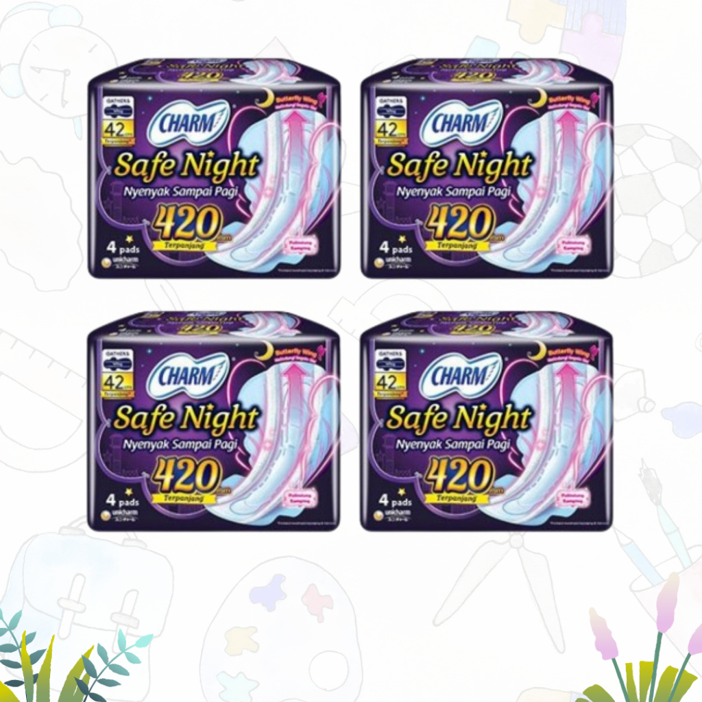 Charm Pembalut Safe Night 42cm Wing 4pads