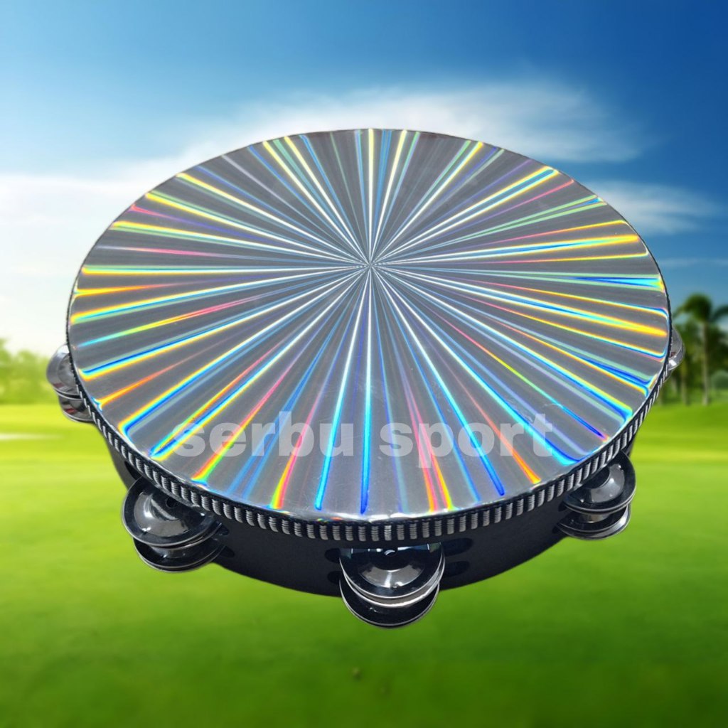 TAMBORIN HOLOGRAM 10 INCH DOUBLE KRECEKAN 8 KERINCINGAN