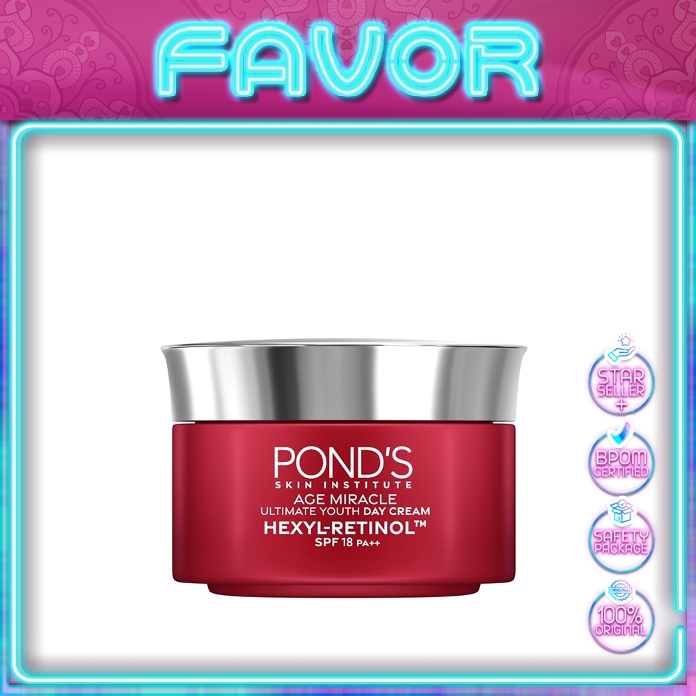 POND'S Age Miracle Day Cream 50g | Moisturizer Anti Aging + Glowing with Retinol & SPF 18 PA++ | PON