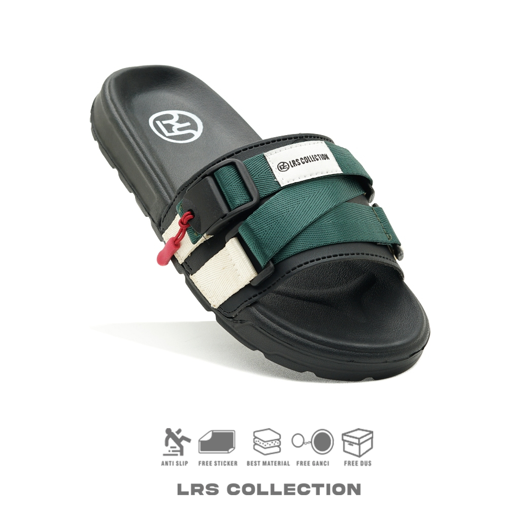 LRS Collection Sandal Pria Sandal Slop Sandal Slide Pria Original cross folld deep green