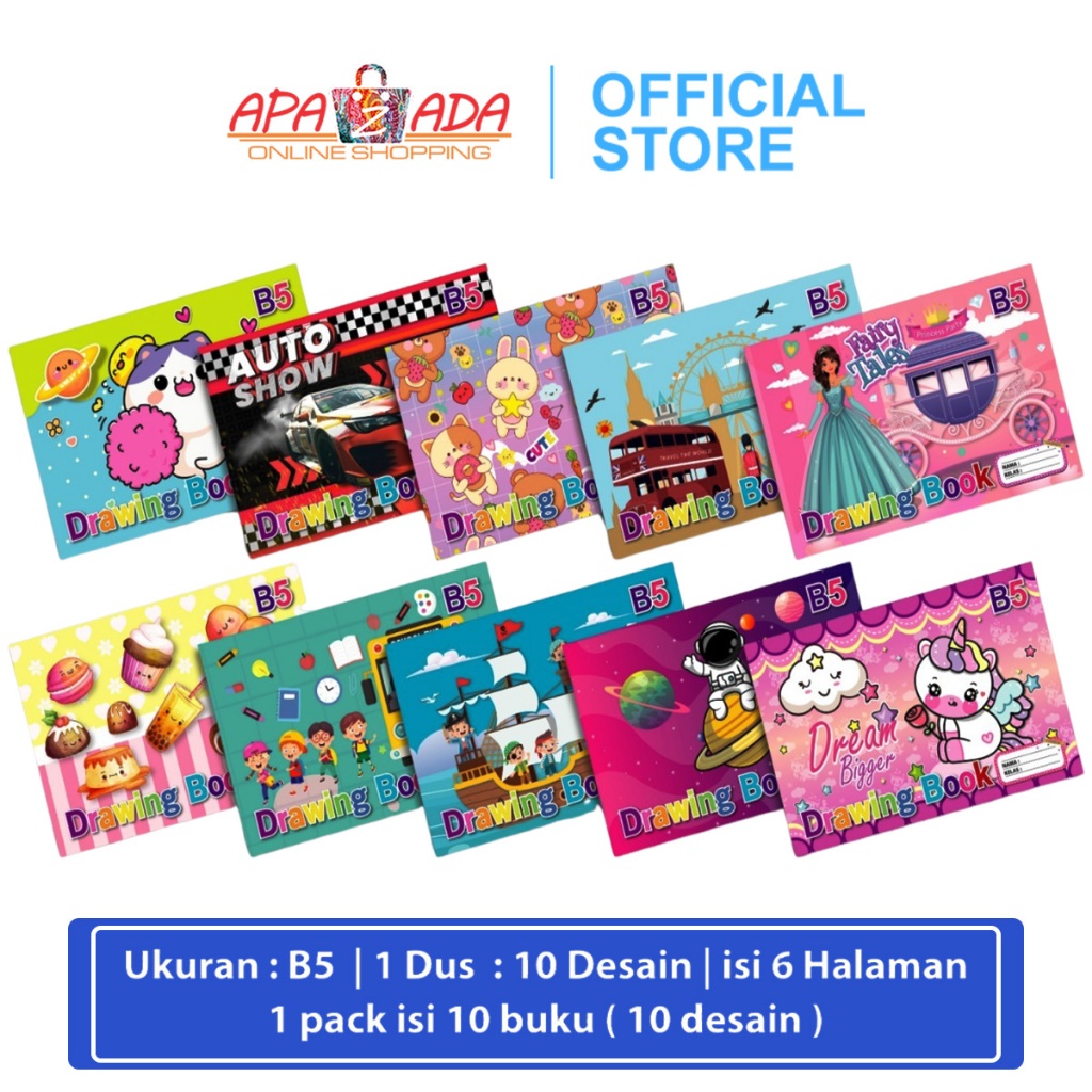 

Apazada - Buku Gambar B5 6 Halaman [1 Pack - 10 Pcs Buku] / Drawing Book Squeezy / Buku Anak