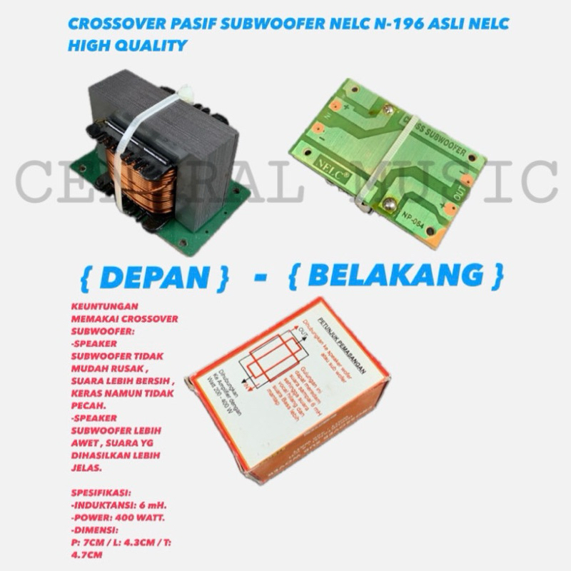 CROSSOVER PASIF SUBWOOFER NELC N-196 LOW BASS CROSSOVER SUB 1 WAY NELC