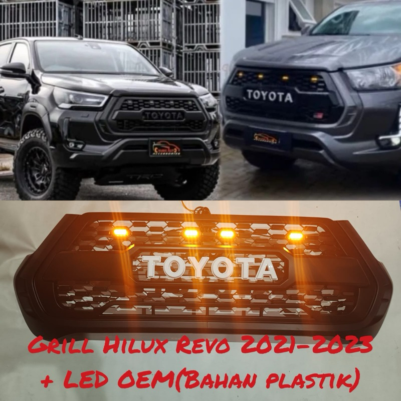 GRILL DEPAN FRONT GRILL GERIL HILUX TOYOTA HILUX REVO 2021 2022 2023 LED GRILL LAMPU HILUX