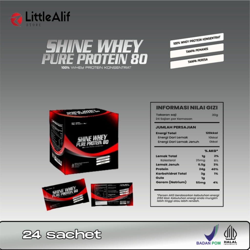 Shine Pure Protein 80 Concentrate. Meningkatkan Massa otot mencegah peyusutan otot susu murni protei