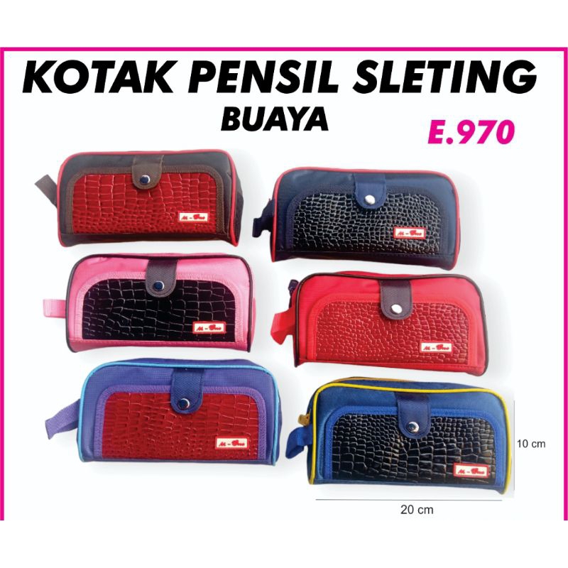 

KOTAK PENSIL SLETING MOTIF KULIT BUAYA / TEMPAT PENSIL ERICA E.970