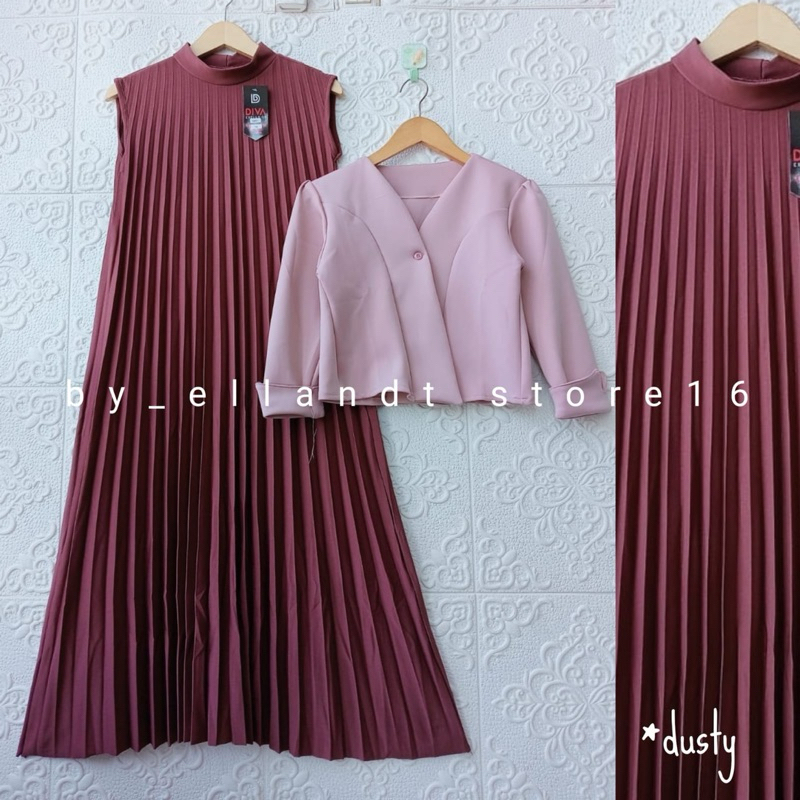 Setelan Anak Perempuan Tanggung Blazer Dan Inner Plisket