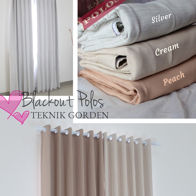 Mega Gorden Blackout blazer polos PEACH SILVER CREAM jendela pintu minimalis tirai