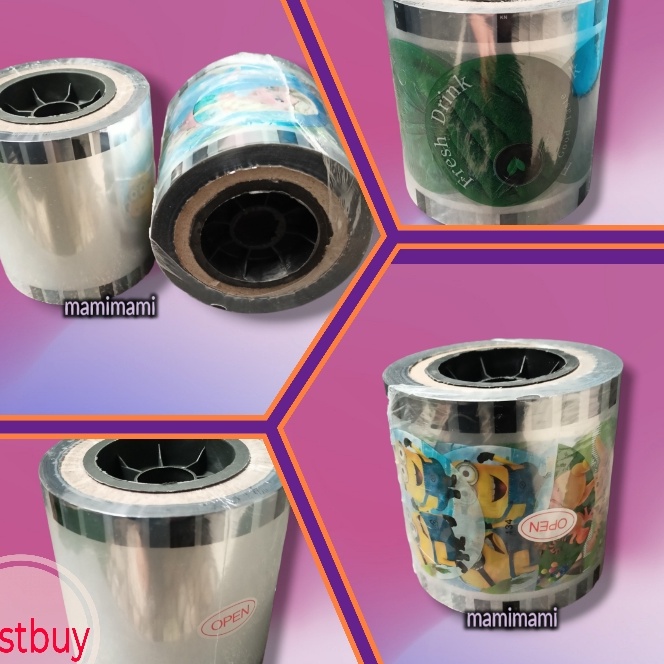 KF7 Plastik Seal Cup Polos  Motif Plastic Lid Sealer Cup Motip Kartun Buah Daun Teh Drink 4in1 Thank