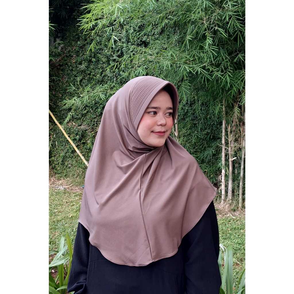Hijab instan  bergo [ PET TEBAL [ Size L | Bergo oval Pet Tebal / Besar | kerudung sport