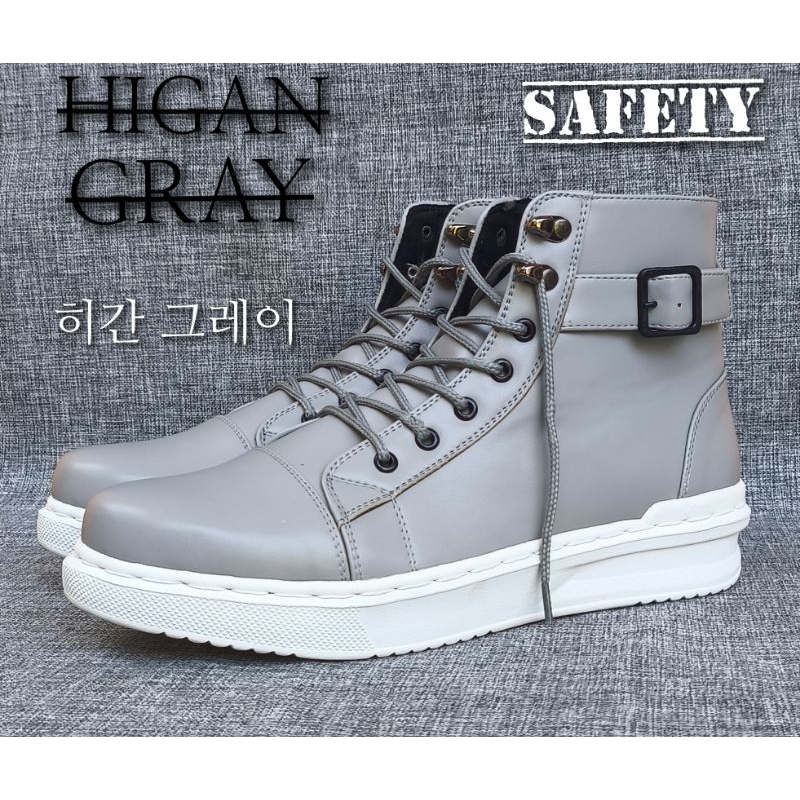 HIGAN GRAY | Sepatu Boots Pria Korea Safety Resleting Gaya Stylist Rider Riding