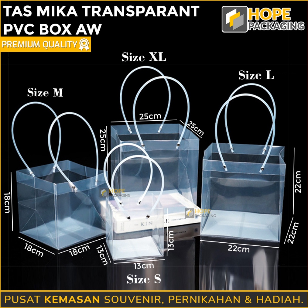 

HEMAT Tas Mika Transparant PVC Box AW Kantong Hampers Gift Bag Goodie Bag Premium Kantong Bunga Paper Bag Souvenir Ulang Tahun Hampers Gift