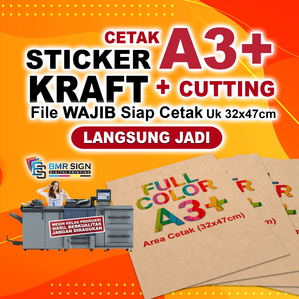 

Cetak Sticker Kraft coklat A3+ Cutting / sticker craft / stiker samson / stiker custom